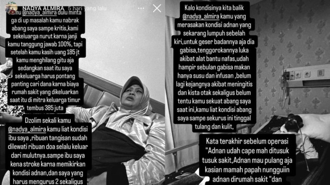 Curhatan Adik Korban Tabrak Lari Nadya Almira (instagram)